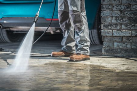 Pressure washing prep for sealing and painting